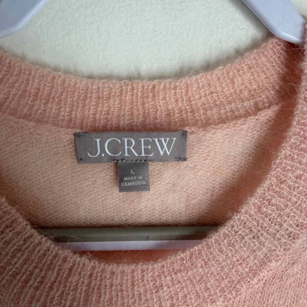 J.Crew Womens Alpaca Wool Blend Short Sleeve Crewneck Sweater Peach Large